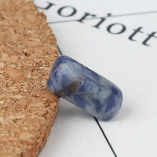 Picture of (Grade A) Blue-vein Stone ( Natural ) Beads White & Blue Rectangle About 13mm x 5mm, Hole: Approx 1.4mm, 10 PCs
