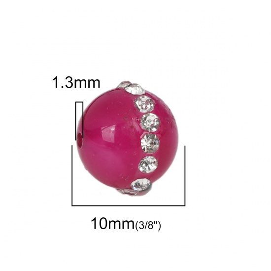 Immagine di (Grado A) Agata ( Naturale ) Perline Tondo Rosso Prugna Trasparente Strass Come 11mm x 10mm, Foro: Circa 1.3mm, 5 Pz