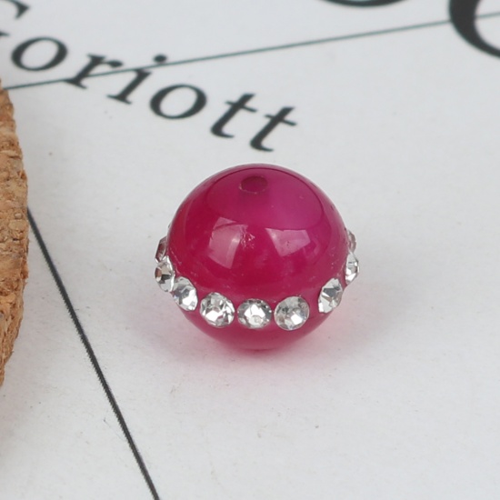 Immagine di (Grado A) Agata ( Naturale ) Perline Tondo Rosso Prugna Trasparente Strass Come 11mm x 10mm, Foro: Circa 1.3mm, 5 Pz