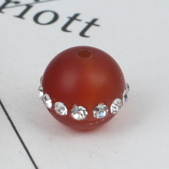 Immagine di (Grado A) Agata ( Naturale ) Perline Tondo Rosso Arancione Trasparente Strass Come 11mm x 10mm, Foro: Circa 1.3mm, 5 Pz