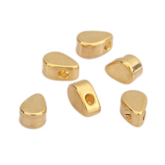 Picture of Brass Beads Drop 18K Real Gold Plated About 6mm x 4mm, Hole: Approx 1.1mm, 200 PCs                                                                                                                                                                            