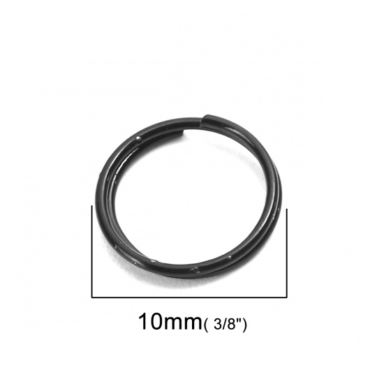 Picture of Stainless Steel Open Jump Rings Findings Round Black 10mm Dia., 500 PCs