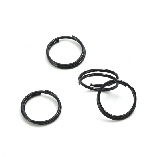 Picture of Stainless Steel Open Jump Rings Findings Round Black 10mm Dia., 500 PCs