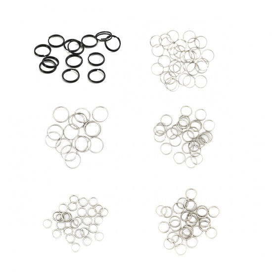 Picture of Stainless Steel Open Jump Rings Findings Round Black 10mm Dia., 500 PCs