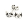 Picture of Zinc Based Alloy Slide Beads Butterfly Animal Antique Silver Hollow About 12mm x 9mm, Hole:Approx 6.3mm x 2.1mm 100 PCs