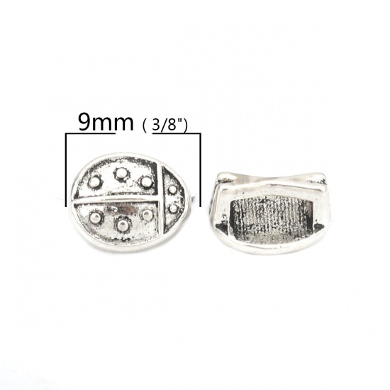 Immagine di Lega di Zinco Perline Addetti Cinturini per Orologi Coccinella Argento Antico Circa 9mm x 8mm, Foro: Circa 6.2mm x 1.9mm, 100 Pz