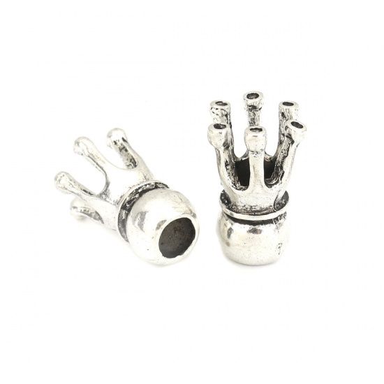 Picture of Zinc Based Alloy Beads Crown Antique Silver About 18mm x 12mm, Hole: Approx 5.1mm, 10 PCs