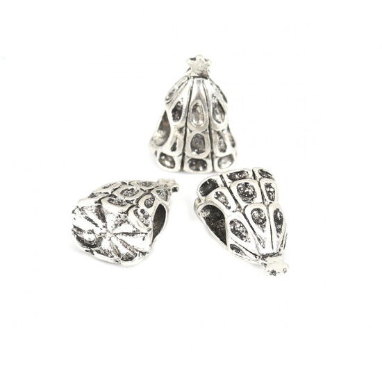 Picture of Zinc Based Alloy Beads Christmas Tree Antique Silver About 13mm x 10mm, Hole: Approx 4.5mm, 10 PCs