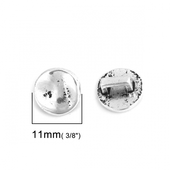 Immagine di Lega di Zinco Perline Addetti Cinturini per Orologi Tondo Argento Antico Circa 11mm Dia, Foro: Circa 4.2mm, 90 Pz