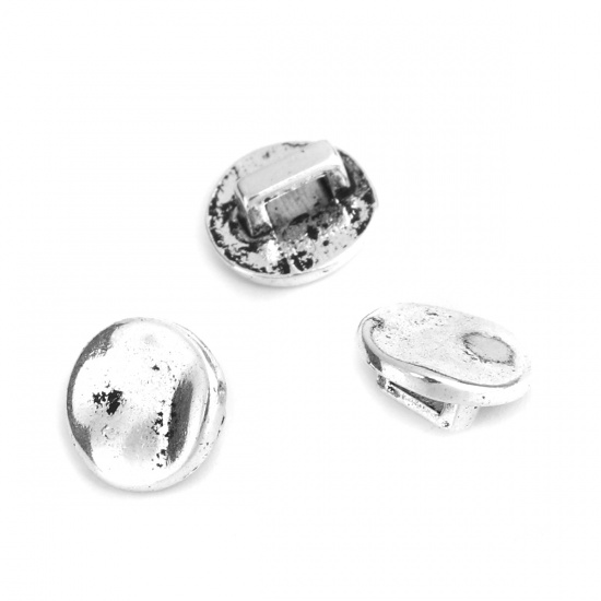 亜鉛合金 ビーズ 円形 銀古美 約 11mm直径、 穴：約 4.2mm、 90 個 の画像