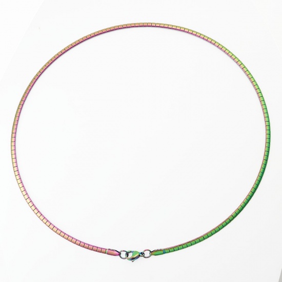 Picture of 1 Piece Vacuum Plating 304 Stainless Steel Collar Neck Ring Necklace For DIY Jewelry Making Round Multicolor Plating 45cm(17 6/8") long