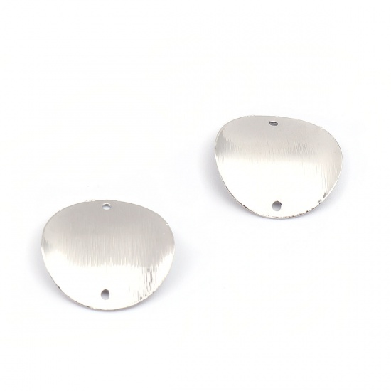 Picture of Brass Connectors Round Silver Tone Curve 20mm Dia., 5 PCs