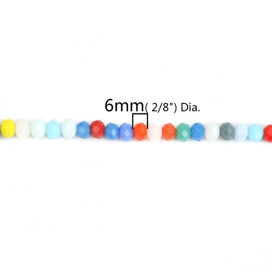 Picture of Glass Beads Flat Round At Random Faceted About 6mm Dia, Hole: Approx 1mm, 86cm(33 7/8") long, 2 Strands (Approx 90 - 95 PCs/Strand)