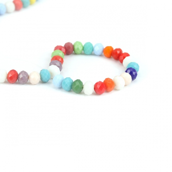 Picture of Glass Beads Flat Round At Random Faceted About 8mm Dia, Hole: Approx 1mm, 82.5cm(32 4/8") long, 2 Strands (Approx 65 - 70 PCs/Strand)