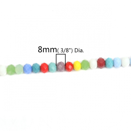 Picture of Glass Beads Flat Round At Random Faceted About 8mm Dia, Hole: Approx 1mm, 82.5cm(32 4/8") long, 2 Strands (Approx 65 - 70 PCs/Strand)