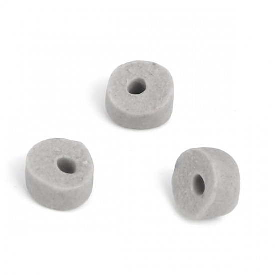 Picture of Ceramic Beads Flat Round Gray About 6mm x 4mm, Hole: Approx 1.4mm, 20 PCs