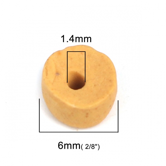 Immagine di Ceramica Diatanziale Perline Tondo Piatto Cachi Circa 6mm x 4mm, Foro: Circa 1.4mm, 20 Pz