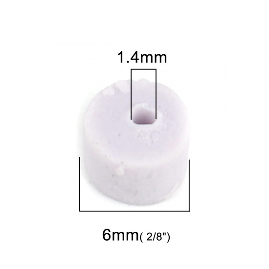 Immagine di Ceramica Diatanziale Perline Tondo Piatto Colore Viola Circa 6mm x 4mm, Foro: Circa 1.4mm, 20 Pz