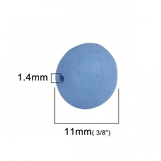 Picture of Ceramic Beads Round Light Blue About 11mm Dia, Hole: Approx 1.4mm, 20 PCs