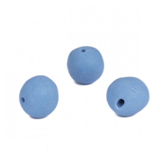 Picture of Ceramic Beads Round Light Blue About 11mm Dia, Hole: Approx 1.4mm, 20 PCs