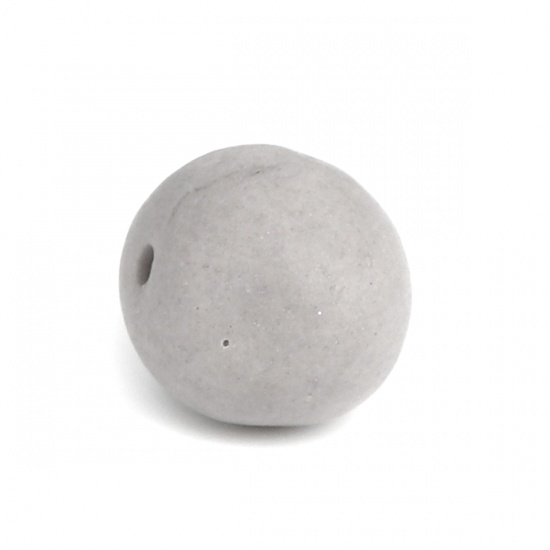 Bild von Keramik Perlen Rund Hellgrau ca. 10mm D., Loch:ca. 1.4mm, 20 Stück