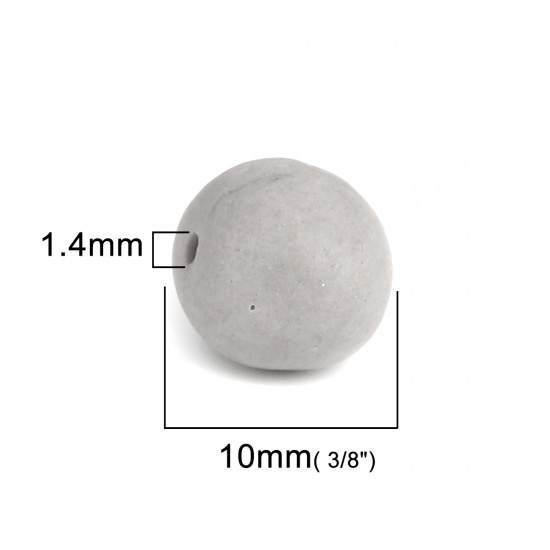 Picture of Ceramic Beads Round French Gray About 10mm Dia, Hole: Approx 1.4mm, 20 PCs