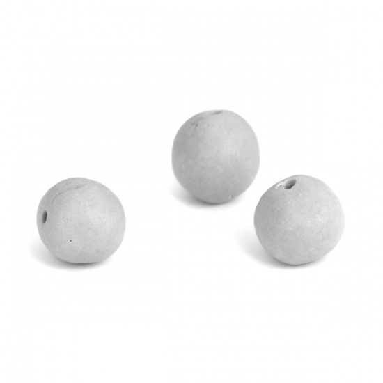 Picture of Ceramic Beads Round French Gray About 10mm Dia, Hole: Approx 1.4mm, 20 PCs