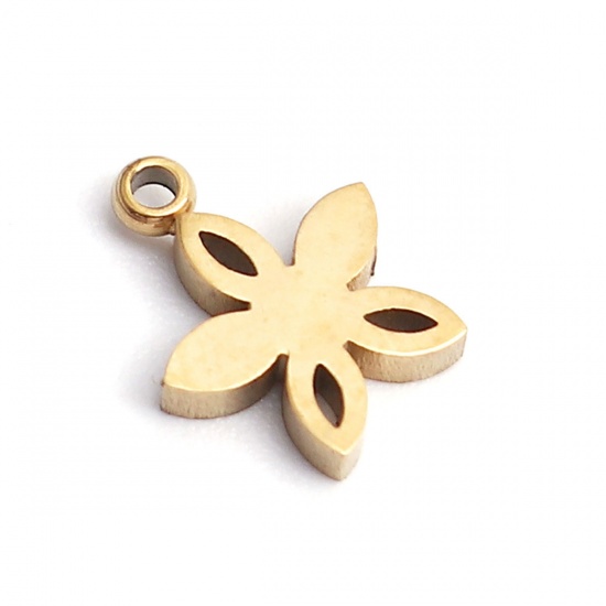 Picture of 304 Stainless Steel Charms Gold Plated Flower 9mm x 7mm, 5 PCs