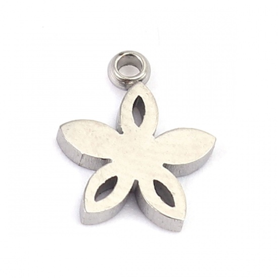 Picture of 304 Stainless Steel Charms Silver Tone Flower 9mm x 7mm, 5 PCs
