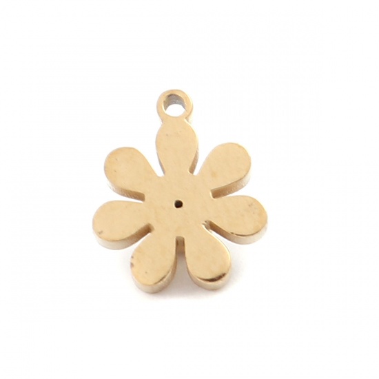 Picture of 304 Stainless Steel Charms Gold Plated Flower 9mm x 8mm, 5 PCs