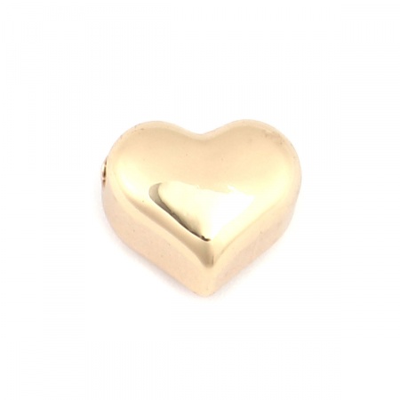 304 Stainless Steel Beads For DIY Jewelry Making 18K Real Gold Plated Heart About 11mm x 9mm, Hole: Approx 1.9mm, 2 PCs