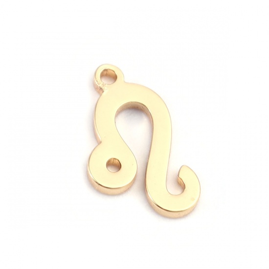 Picture of 304 Stainless Steel Charms 18K Real Gold Plated Leo Sign Of Zodiac Constellations 11mm x 7mm, 2 PCs