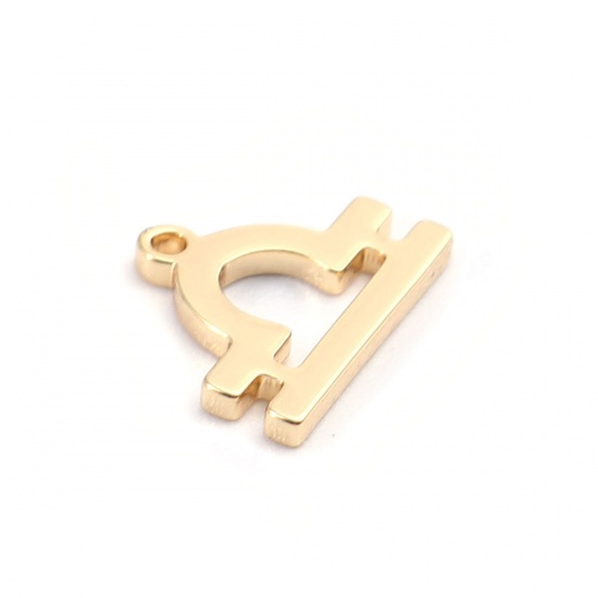 Picture of 304 Stainless Steel Charms 18K Real Gold Plated Libra Sign Of Zodiac Constellations 10mm x 8mm, 2 PCs