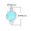 Picture of Brass & Glass Connectors Oval Silver Tone Light Blue Faceted 21mm x 12mm, 4 PCs                                                                                                                                                                               
