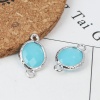 Picture of Brass & Glass Connectors Oval Silver Tone Light Blue Faceted 21mm x 12mm, 4 PCs                                                                                                                                                                               