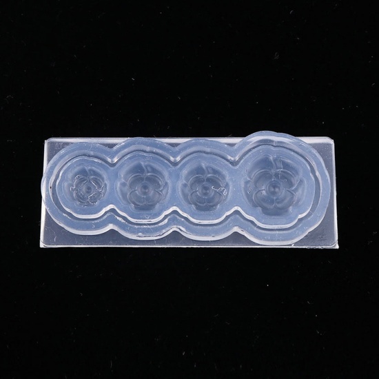 Immagine di Silicone Muffa della Resina per Gioielli Rendendo Rettangolo Trasparente Fiore 6.3cm x 2.5cm, 1 Pz