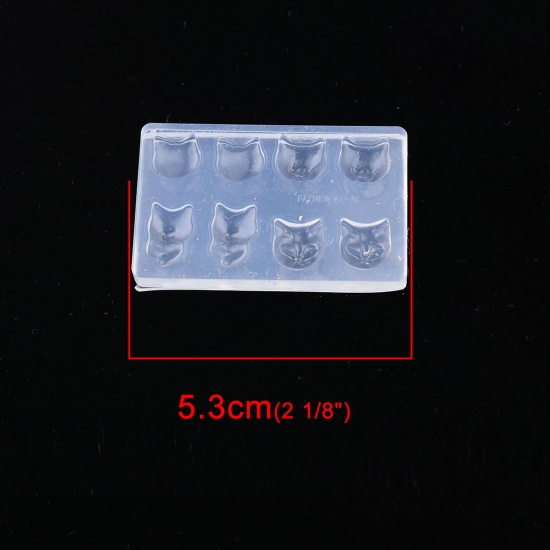 Immagine di Silicone Muffa della Resina per Gioielli Rendendo Rettangolo Trasparente Gatto 5.3cm x 3.3cm, 1 Pz