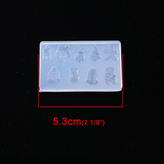 Immagine di Silicone Muffa della Resina per Gioielli Rendendo Rettangolo Trasparente Natale 5.3cm x 3.2cm, 1 Pz