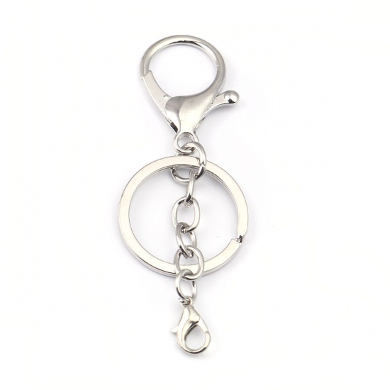 Picture of Zinc Based Alloy Keychain & Keyring Silver Tone 7.6cm x 3cm, 5 PCs