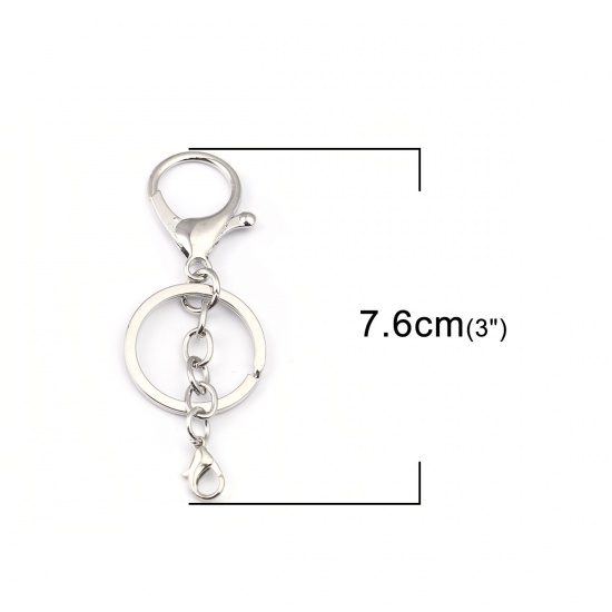 Picture of Zinc Based Alloy Keychain & Keyring Silver Tone 7.6cm x 3cm, 5 PCs