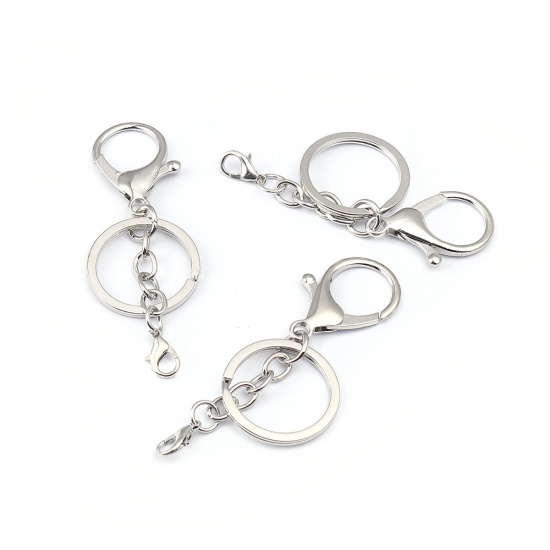 Picture of Zinc Based Alloy Keychain & Keyring Silver Tone 7.6cm x 3cm, 5 PCs