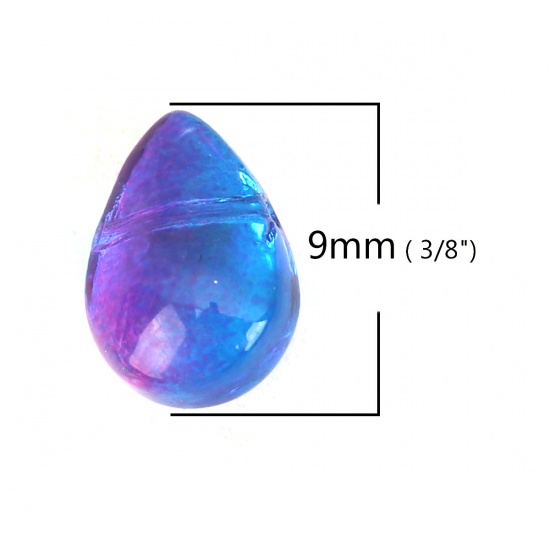 Bild von Glas Perlen Tropfen Violett & Blau ca. 9mm x 6mm, Loch: 0.9mm, 25 Stück