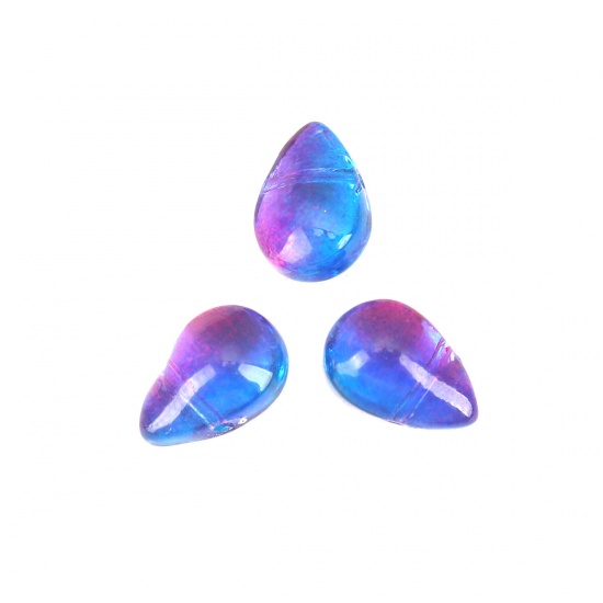Picture of Glass Beads Drop Purple & Blue About 9mm x 6mm, Hole: Approx 0.9mm, 25 PCs
