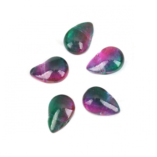 Bild von Glas Perlen Tropfen Violett & Grün ca. 9mm x 6mm, Loch: 0.9mm, 25 Stück