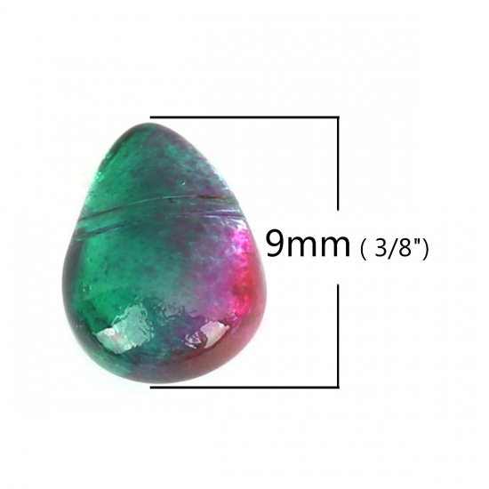 Bild von Glas Perlen Tropfen Violett & Grün ca. 9mm x 6mm, Loch: 0.9mm, 25 Stück