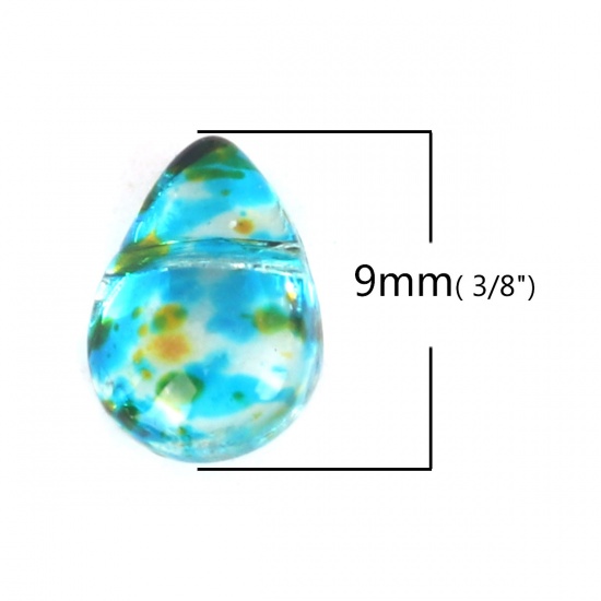 Bild von Glas Perlen Tropfen Bunt Transparent ca. 9mm x 6mm, Loch: 0.9mm, 25 Stück