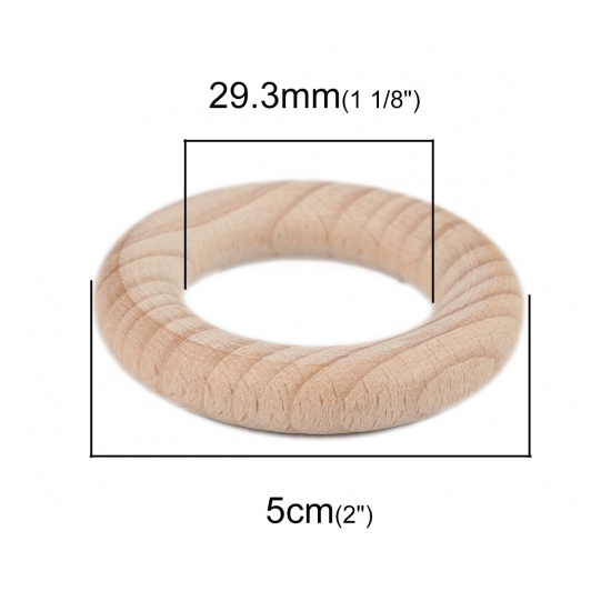 Picture of Beech Wood Jump Rings Findings Round Natural 5cm Dia, 2 PCs