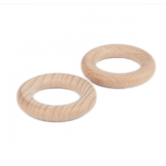 Picture of Beech Wood Jump Rings Findings Round Natural 5cm Dia, 2 PCs