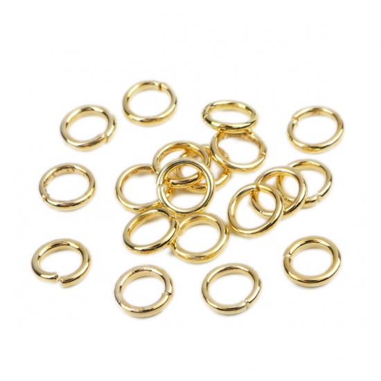 Picture of 1.5mm Zinc Based Alloy Open Jump Rings Findings Gold Plated 8mm Dia, 500 PCs