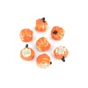 Picture of Zinc Based Alloy Halloween European Style Large Hole Charm Beads Pumpkin Orange Enamel About 12mm x 9mm, Hole: Approx 5.1mm, 10 PCs